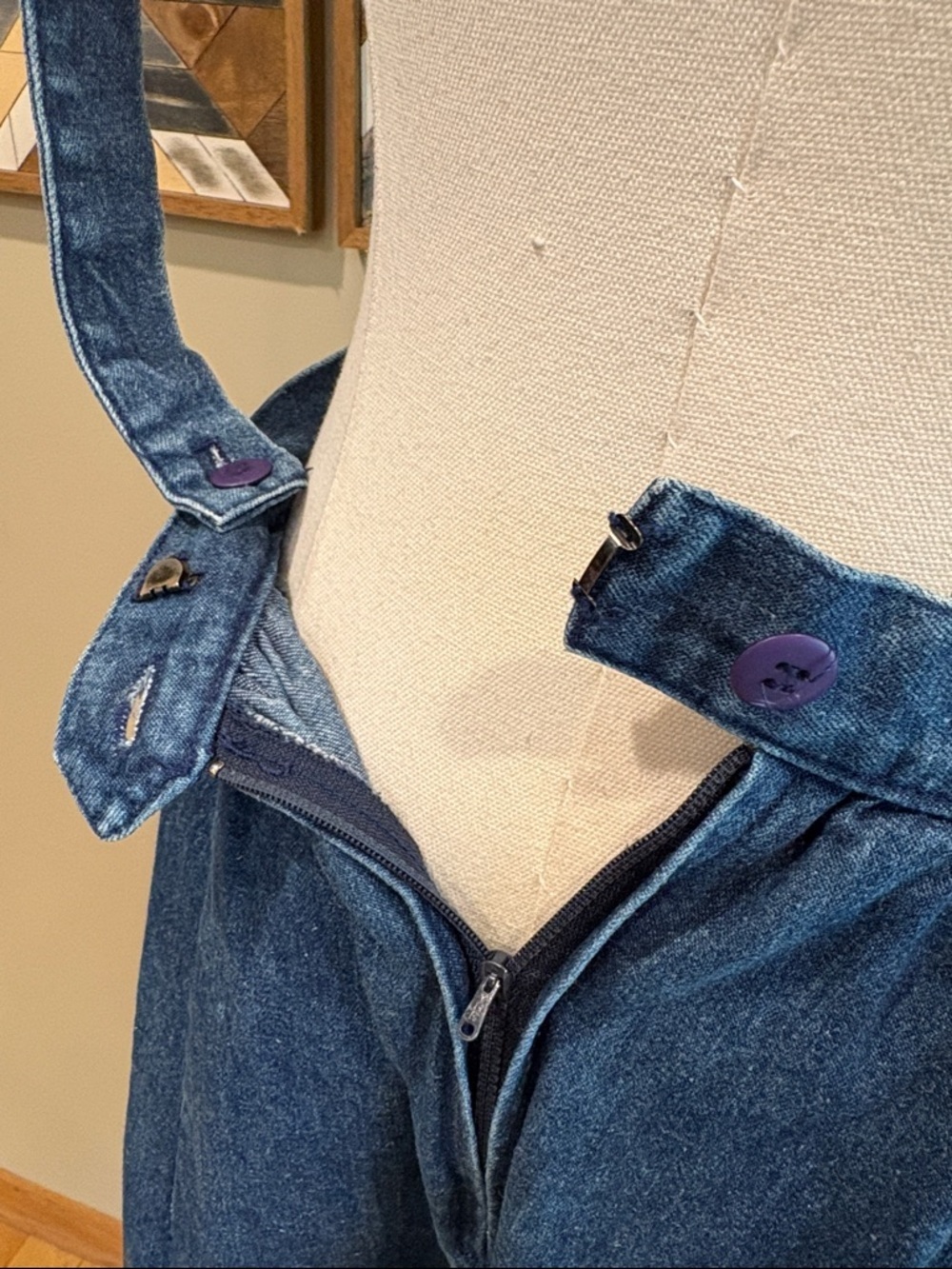 Vintage Bullocks Country Collections Denim Cotton Overall Dress size 8 - Picture 7 of 12